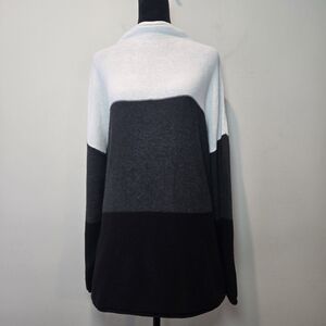 Tahari Sweater 1X Women's Colorblock Mock Turtleneck